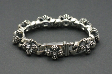 Gothicschmuck Armband aus Sterlingsilber mit Kronen verziert und mit Zirkonia Schnappverschluss