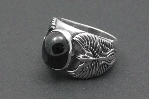 Ring Adler mit Onyx Bikerring